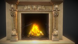 Fireplace room, fireplace, furniture, vr, substancepainter, substance, asset, game, interior