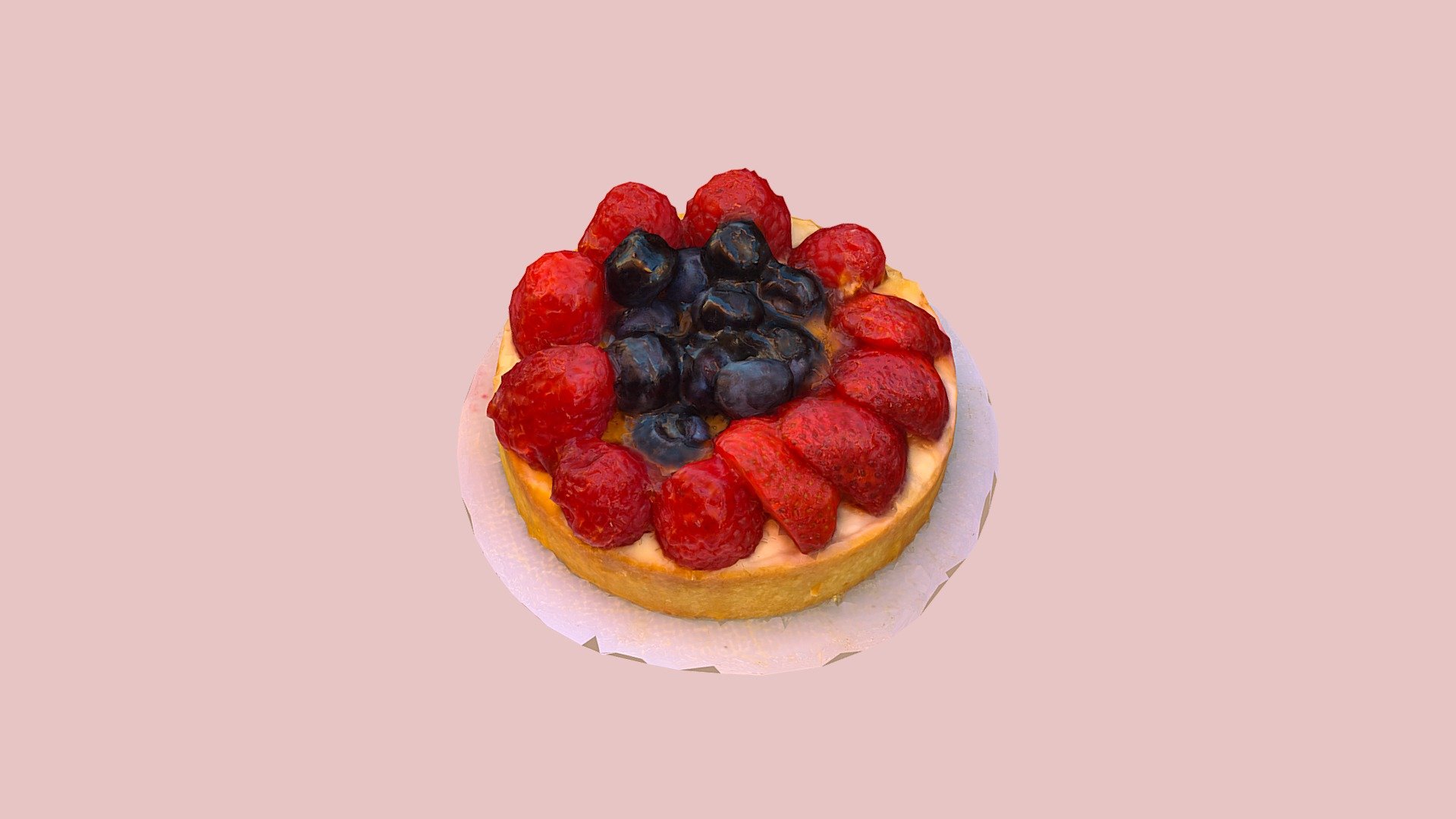 The wonderful strawberry tart my friend and roommate Sandra offered us!
I scanned it by a sunny afternoon on this terrasse ;)

From 66 pictures shot on iPhone 6, processed with Photoscan.

————————————————————————————————————————————————————————————— 

DOWNLOAD — Also available for dowload: sketchfab.com/louis/store

Want to learn more about the technical details of this model? Use Sketchfab's model inspector. Protip, just press &ldquo;I