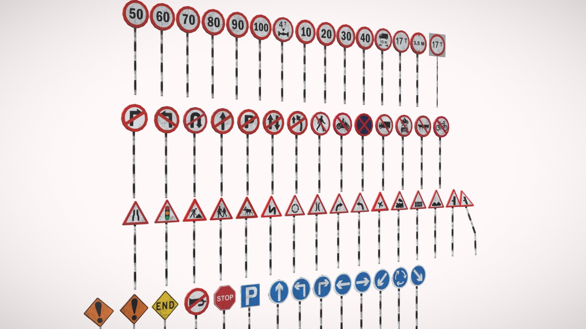 60 Traffic Signs optimized for mobile games, AR &amp; 3D Scenes. It optimized for mobile games with texture atlas. It is just 1.6MB (all 60 models), so average size of each model is just 30KB. If you need any changes in models or need custom 3D models, Please contact us at info@axwon.com - Traffic Signs Pack optimized for mobile games - Buy Royalty Free 3D model by Adarsh.Pawar 3d model