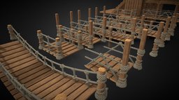 Modular Wooden Fort Pack [30+ Components] kit, tree, wooden, fort, ceiling, ladder, mode, roof, unreal, build, floor, creative, walls, rope, engine, optimized, bridges, fortnight, unity, minecraft, low, poly, house, building, ue5