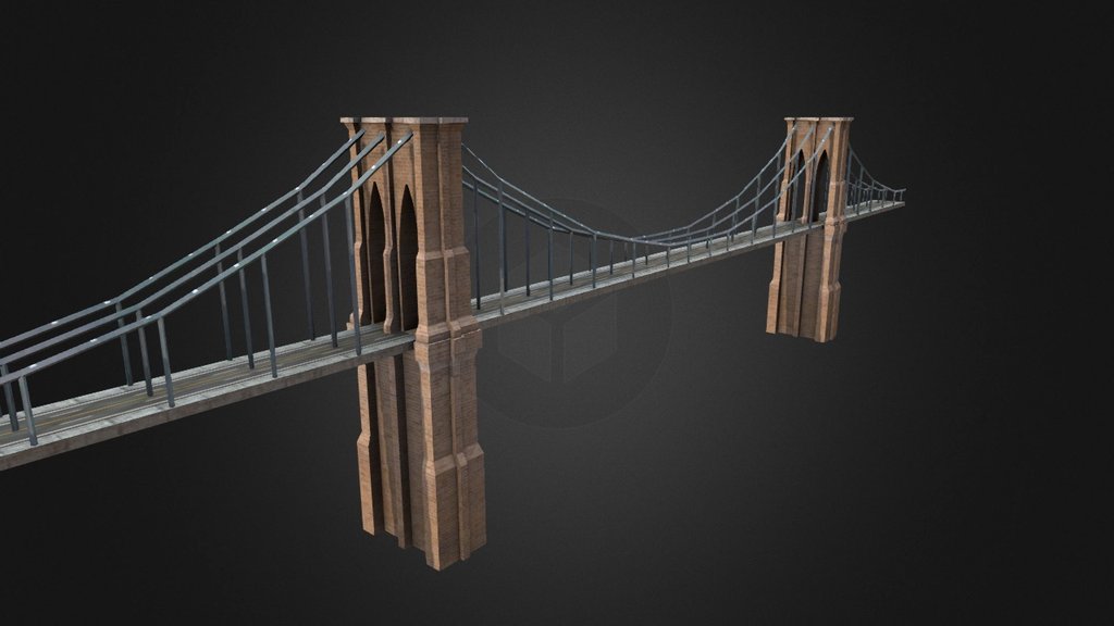 Modular low poly model of the Brooklyn Bridge - Brooklyn Bridge - 3D model by jrs100000 3d model