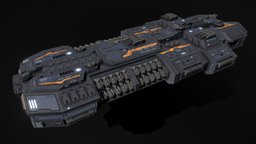 Scifi Battleship Hellbringer battleship, starship, game-ready, pbr, lowpoly, scifi, ship, space, spaceship, noai