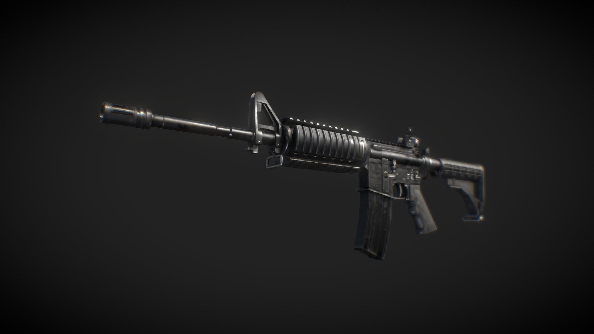 The M4 carbine is a 5.56×45mm NATO, gas-operated, magazine-fed, carbine developed in the United States during the 1980s. The M4 is extensively used by the United States Armed Forces, with decisions to largely replace the M16 rifle in United States Army (starting 2010) and United States Marine Corps (USMC) (starting 2016) combat units as the primary infantry weapon and service rifle.Since its adoption in 1994, the M4 has undergone over 90 modifications to improve the weapon's ergonomics and modularity, including: the M4A1, which strengthened the barrel and removed the burst-fire option; the SOPMOD, an accessory kit containing optical attachments; and the underbarrel M203 grenade launcher 3d model