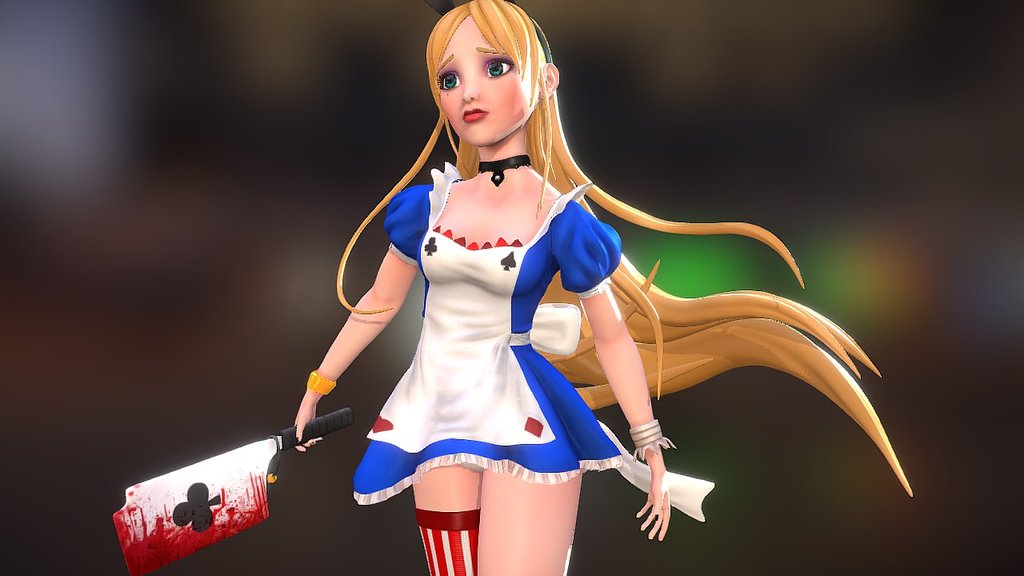 My Alice done in ZBrush for Melies 3D Class. I gave my best trying to get as close as possible to Akcho illustration. 

You can see the final render, some turntables and Akcho reference here: https://www.facebook.com/photo.php?fbid=10200719526027287&amp;set=a.1659496504034.48861.1735807778&amp;type=3&amp;theater

If you liked it please help me share her =)

I'm trying to understand why sketchfab plugin released not the low poly version, but for now its ok i think 3d model