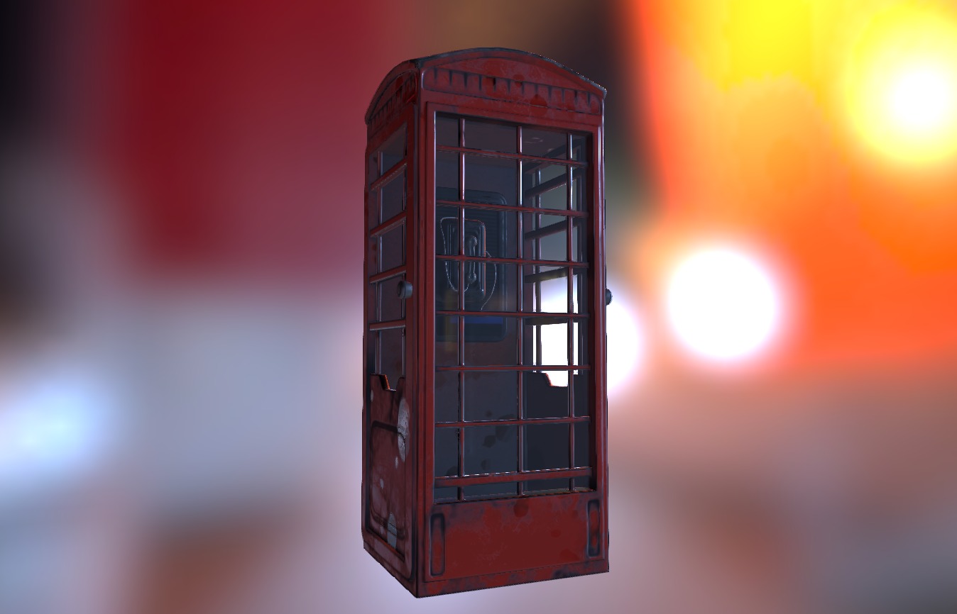 Telephone box asset for Cyberpunk Environment https://www.artstation.com/artwork/EY9ve - Telephone Box - 3D model by Peter Gubin (@petergubin) 3d model