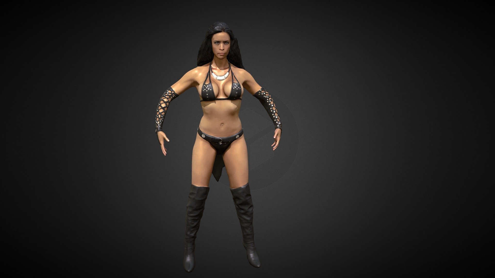 WIld warrior woman - Warrior Woman in A Pose - 3D model by amit3d 3d model