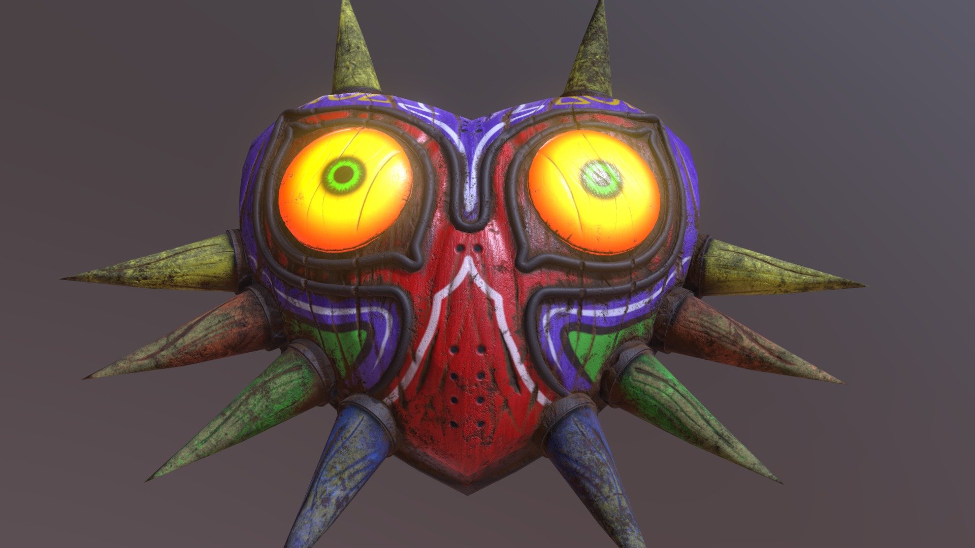 Remade a model I made that has a fair amount of views here: https://sketchfab.com/3d-models/majoras-mask-922b73f9757b458aaec0f668b4b93945

Hopefully this is more representative of my work now! Decent amount of tris and better texturing.

Shouldn't break if used in VRChat :p - Majora's Mask - Download Free 3D model by PigeonMage 3d model