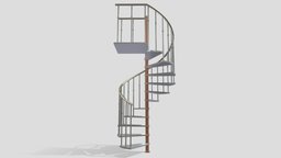Spiral Stair 11 Thread 55 Inch Diameter 1 railing, spiral-staircase, spiralstaircase, spiral-stair, stair, staircase, spiralstair