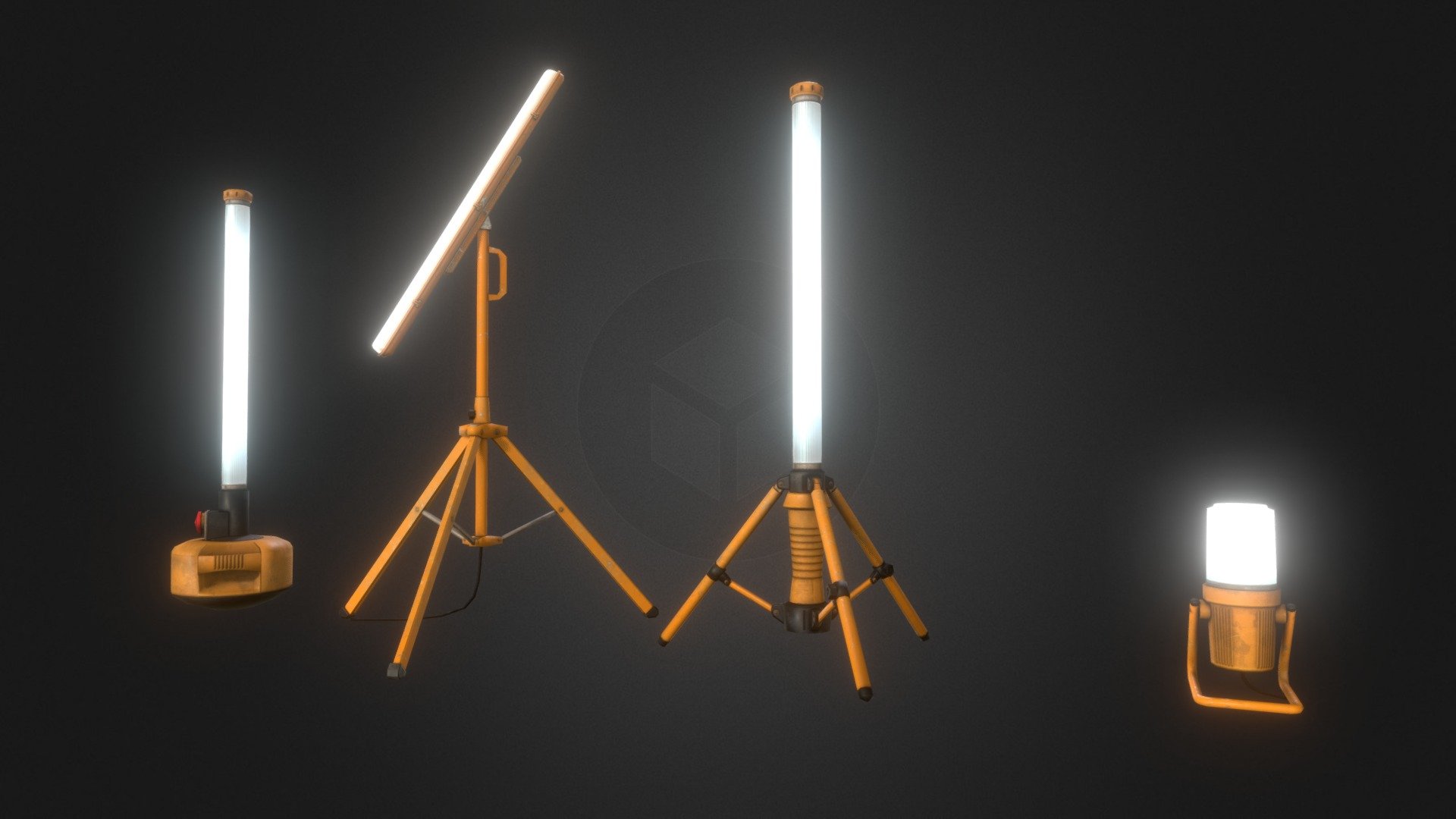 Working Lamps Set for any genre of games. Included 4 assets. They use the same 2048x2048 PBR texture 3d model