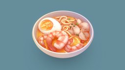 Ramen ~ food, cute, japan, bowl, egg, handpaint, study, shrimp, soup, ramen, noodles, japanese-culture, substancepainter, handpainted, blender, lowpoly, stylized, handpainted-lowpoly, japanese
