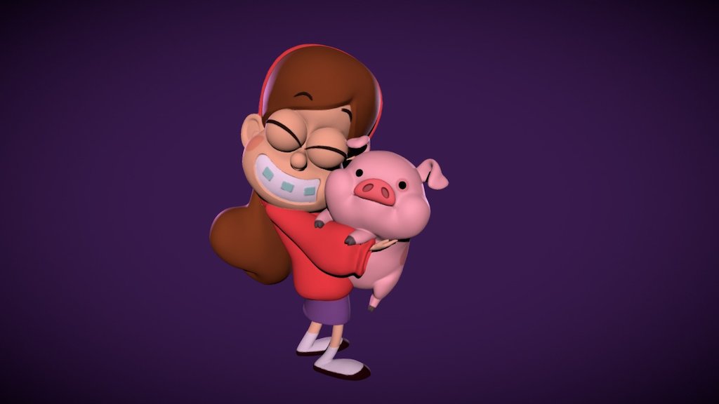 Mabel &amp; Waddles from Gravity Falls! I love the tv show and this was my first 3D Model where I learned the basics of 3D modeling.

Final Rendershots: https://www.artstation.com/artwork/J508A - Mabel & Waddles - 3D model by Anja Lindner (@AnjaLindner) 3d model