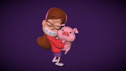 Mabel & Waddles gravityfalls, 2dto3d, waddles, mabelpines