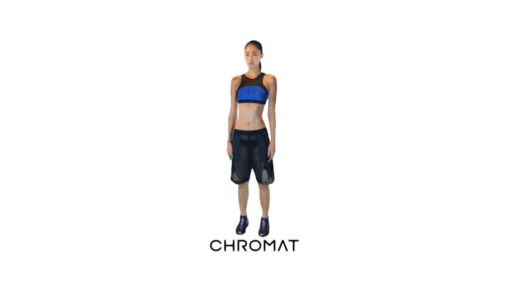 Dinara in the Momentum Sports Bra &amp; Reflex Bball Shorts &amp; Sport Lace Up Sandals.

Scanned at Chromat's SS16 runway show at New York Fashion Week.

See the full collection at http://chromat.co/ - Dinara for Chromat - 3D model by CHROMAT 3d model