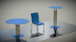 Chair- Table- Bistro Stand-up Table (High-Poly) table, booth, high-poly, exhibition-stand, intergeo-2018, bistro-stand-up-table, chair