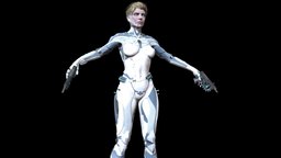 Cyborg Girl rpg, people, future, women, assasin, gamedev, cyborg, android, pistol, scify, character, girl, pbr, lowpoly, ghost, robot, rigged
