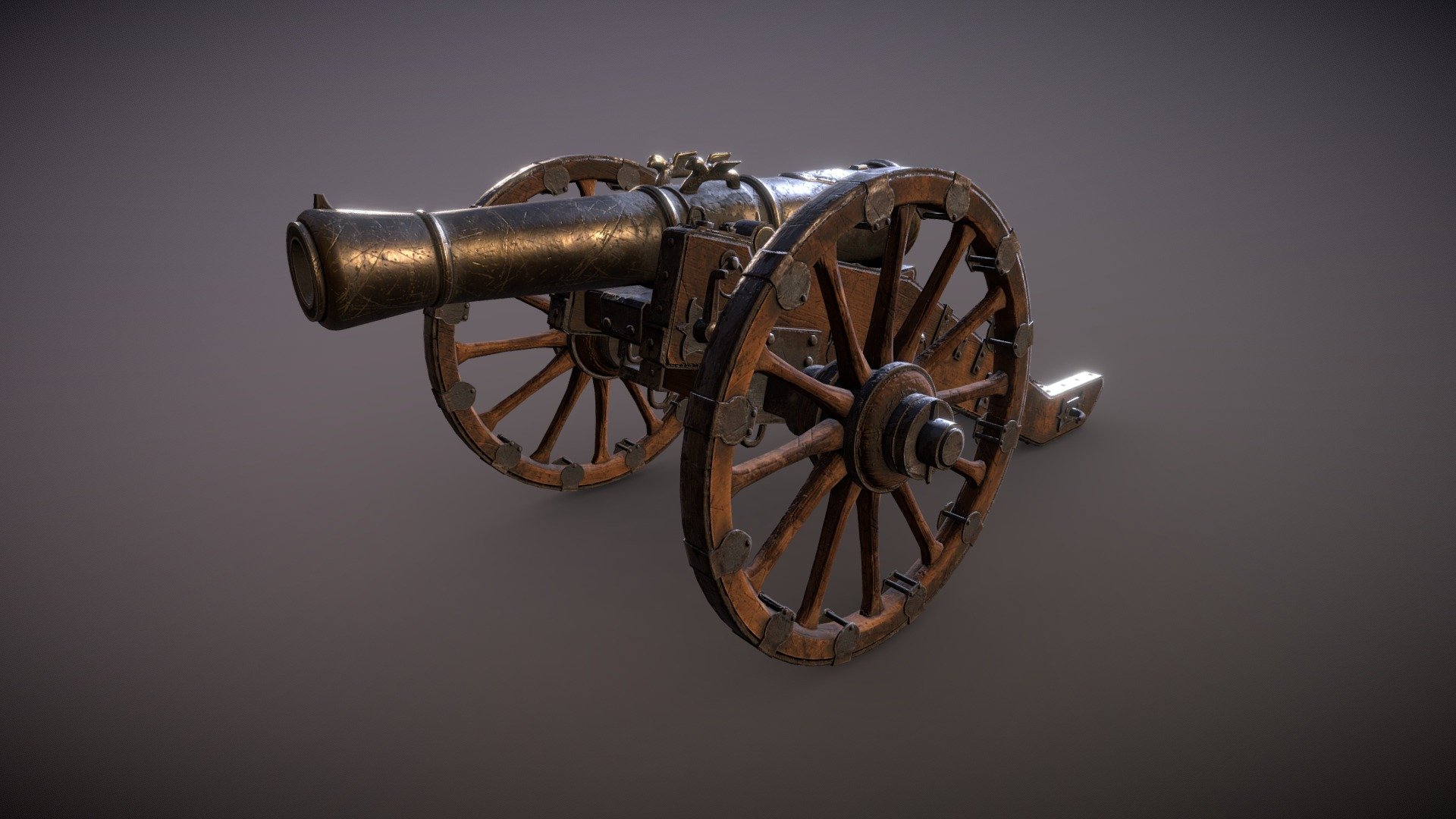 Bronze Cannon - 3D model by Oleh (@oleg.sytnikov) 3d model