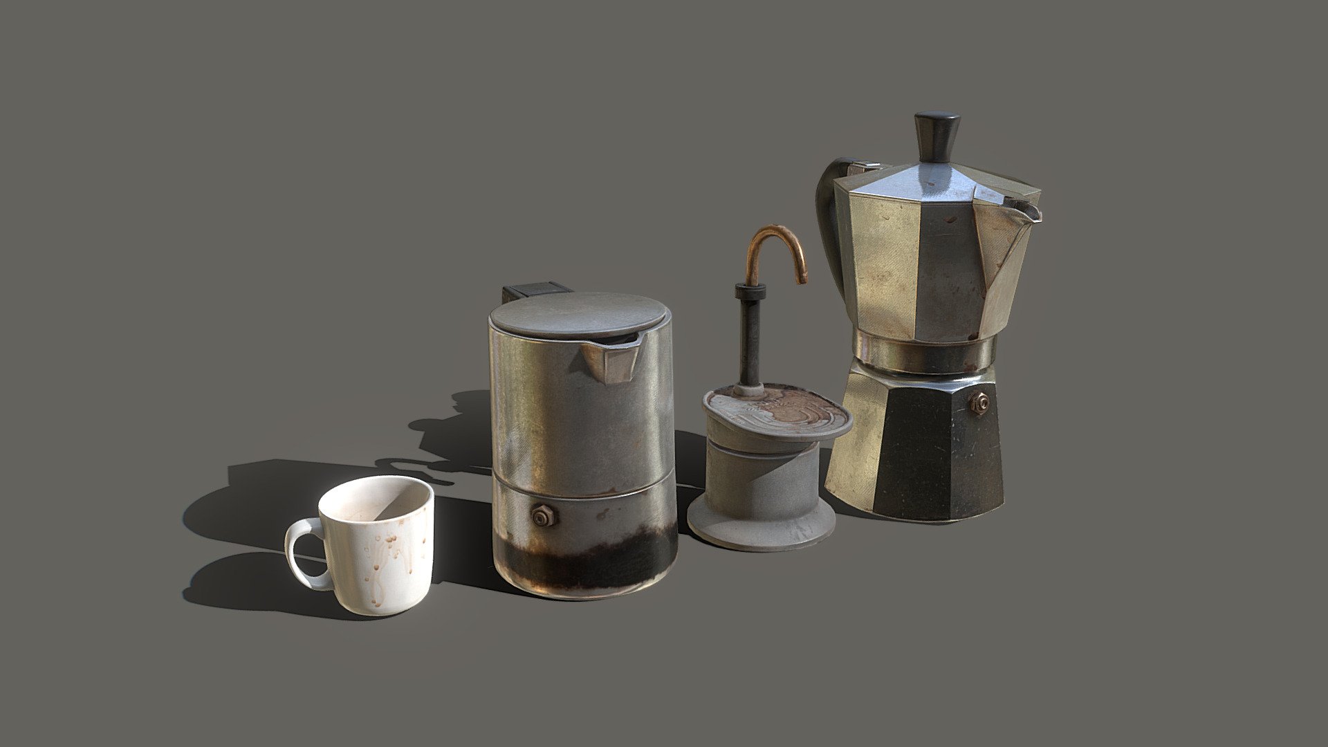 Stove top Moka and Espresso maker (+Mug).
Photogrammetry scans from Reality capture to Low poly - Coffee Makers - 3D model by Tommy Pengilley (@pengilley) 3d model
