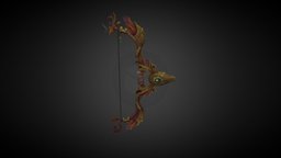 Bow of the Autumn Spirit bow, low-poly-game-art, weapon, handpainted, blender