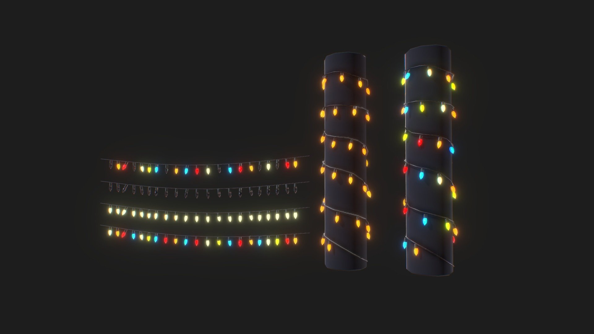 Low poly, game ready optimized string lights! Perfect for christmas decoration or as a generel prop.
Includes &ldquo;Pillar