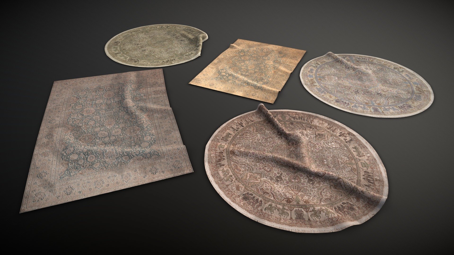 Several variations of carpets that are game-ready. Modeled in Marvelous Designer and Maya, textured in Substance Painter 3d model