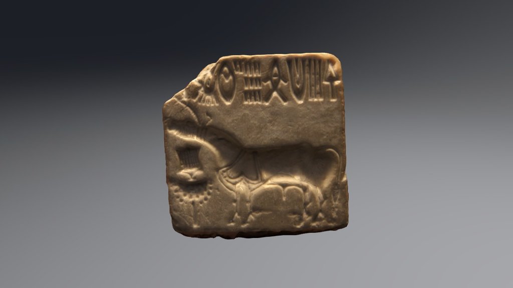 Steatite Seal:
Width: 1.87 inches
Date: 2600BC-1900BC

Indus seal from Mohenjo-daro, modern Pakistan, about 2600 to 1900 BC.
Some of the earliest evidence of the use of symbols and script in India, from the Indus Valley cities of Mohenjo-Daro and Harappa.

Museum number: 1947,0416.2

http://www.britishmuseum.org/explore/highlights/highlight_objects/asia/s/indus_seal.aspx - Seal - Mohenjo-daro - British Museum - 3D model by Alessandro_Ceccarelli (@archaeo-india) 3d model