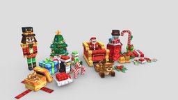 Santa Decoration Pack games, furniture, blockbench, minecraft, lowpoly, pixetart
