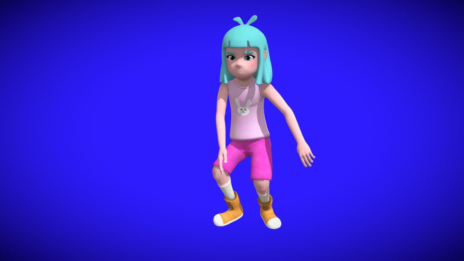 Little girl cartoon character dances hip hop in this 15 second looping animation at 30 frames per second 3d model