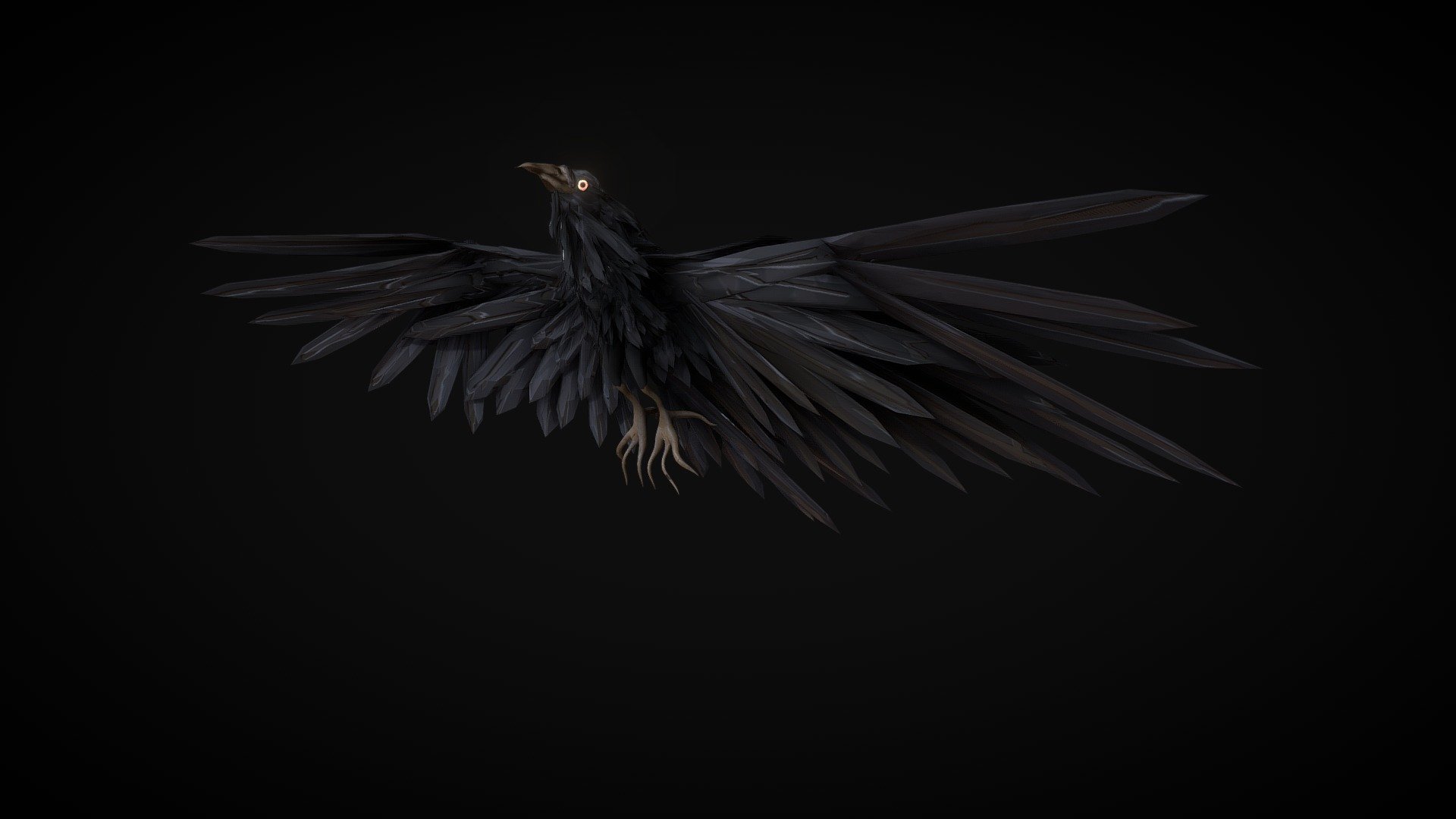 Black Crow Bird at night time 3d model