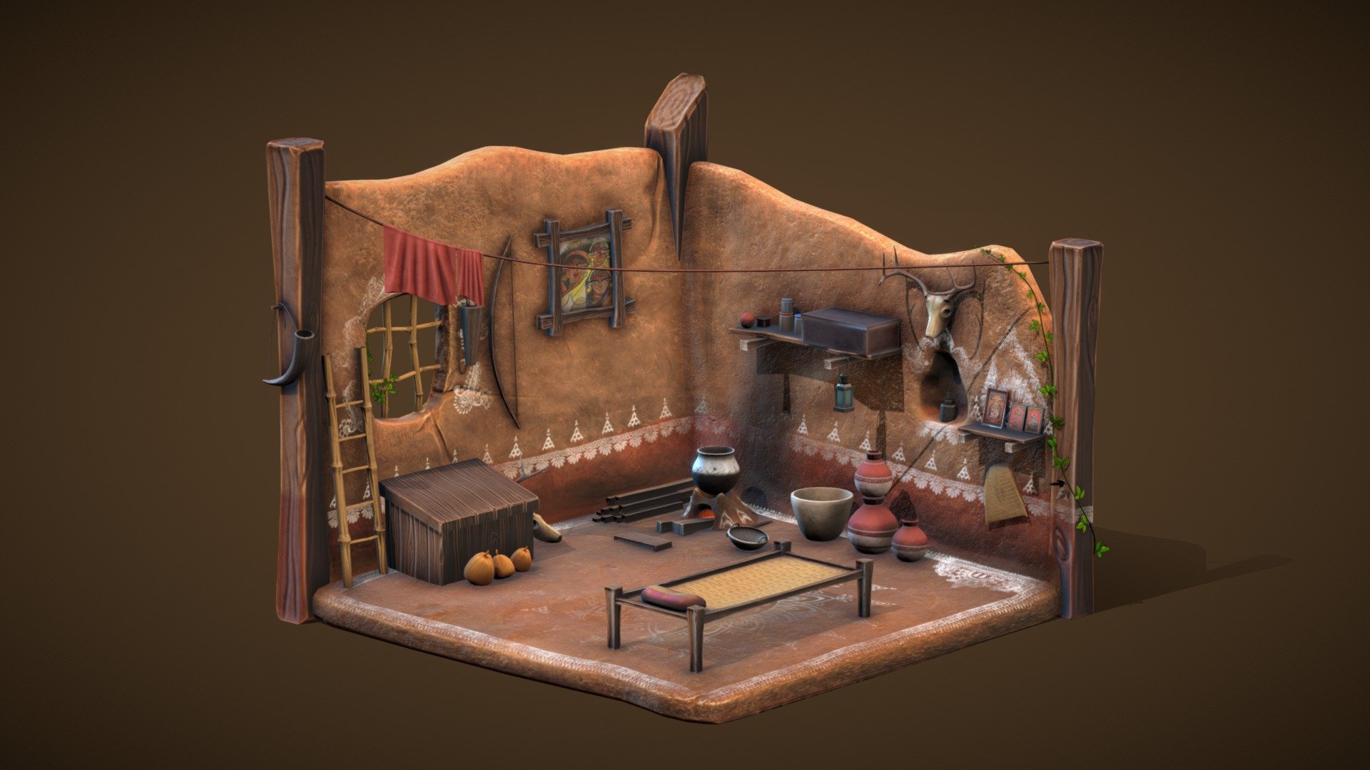 this is the Indian tribal isometric room I made for the Sketchfab Isometric Room challenge, I took two days to complete this work. the main thought of my work is to present Indian tribal culture, this is my own idea, not concept art.
software used, maya, Zbrush, substance painter - The indian tribal isometric room - 3D model by anilkumar 3d model