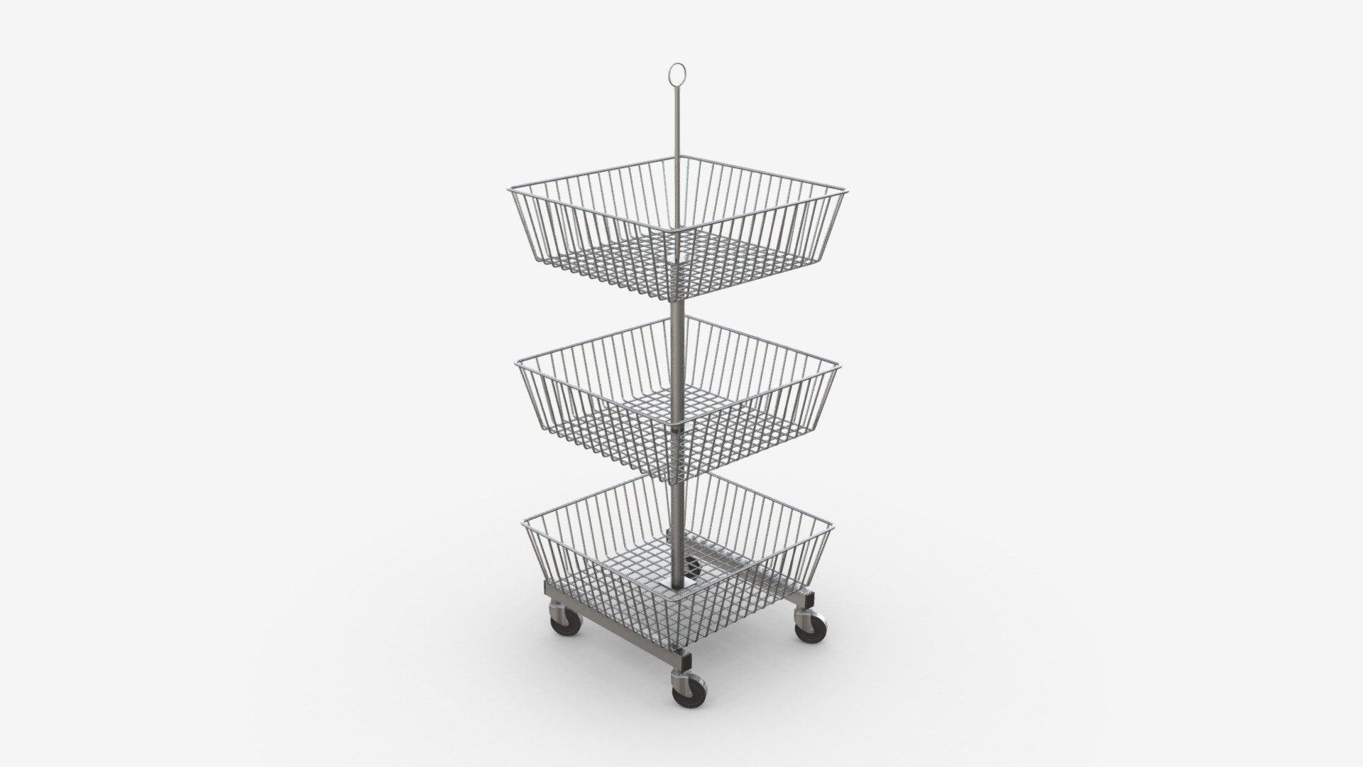 Store Wire Square Baskets 3-tier on Wheels - Buy Royalty Free 3D model by HQ3DMOD (@AivisAstics) 3d model