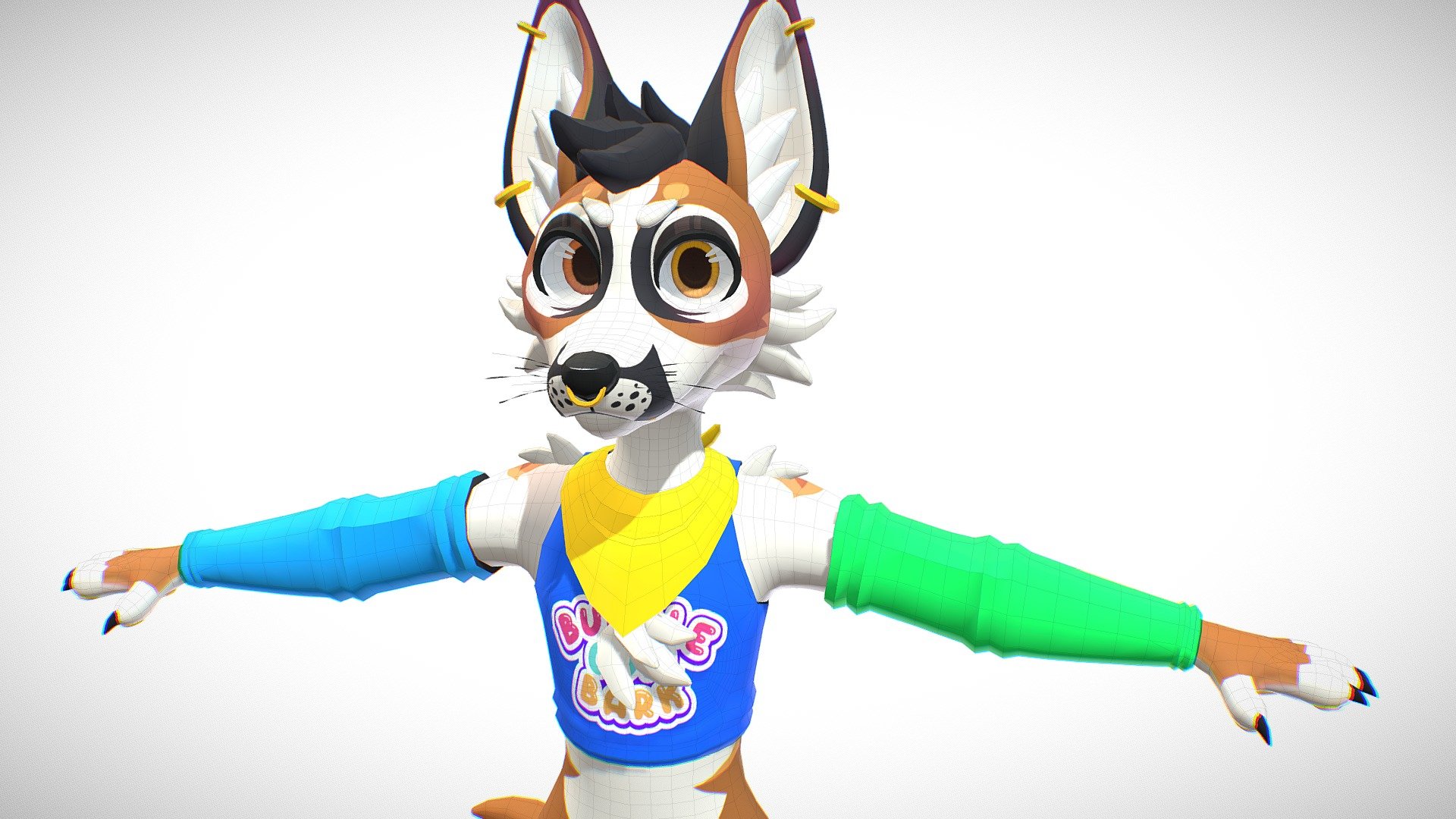 made in zbrush, blender, unity, and substance painter - Pride Pup VRChat Base - 3D model by bubblegumbark 3d model