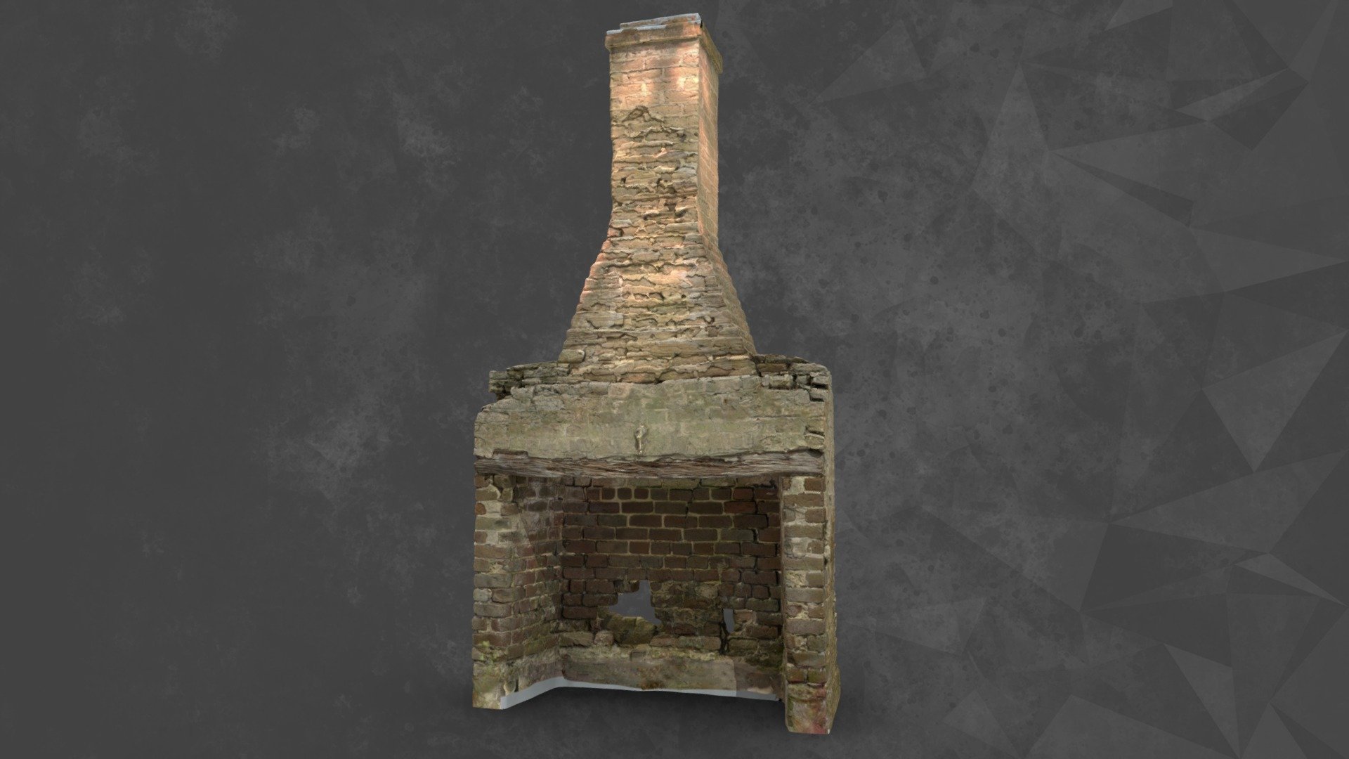 This is a 3D model is from a laser scanning survey of the remains of a slave house chimney (Chimney 3) from the Stafford Plantation on Cumberland Island National Seashore. The Chimneys are a series of 26 hearth and brick remains in three parallel rows that are found nearby the main Stafford plantation house. The site is undergoing restoration treatments and our 3D survey was performed prior to that work, digitally documenting and preserving the site for archival purposes. Our 3D work is additionally assistive with preservation planning and supportive of management needs, and can be utilized for structural repair documentation, monitoring, and condition assessment. Using these models, 3D prints can also be made to examine construction techniques in tactile ways. The resultant 3D models also serve as educational and outreach tools, and promote the importance of these significant and imperiled touchstones to the past 3d model