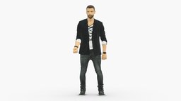 Stylish man in a jacket with a beard 0220 people, jacket, clothes, beard, stylish, miniatures, realistic, character, 3dprint, model, man, human, male