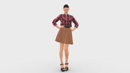 Girl In brown skirt 0356 style, people, beauty, clothes, brown, skirt, dress, miniatures, realistic, woman, character, 3dprint, girl