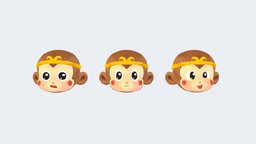 Monkey King Animoji monkey, cute, kids, myth, vr, ar, commission, king, chinese, animoji, low, poly