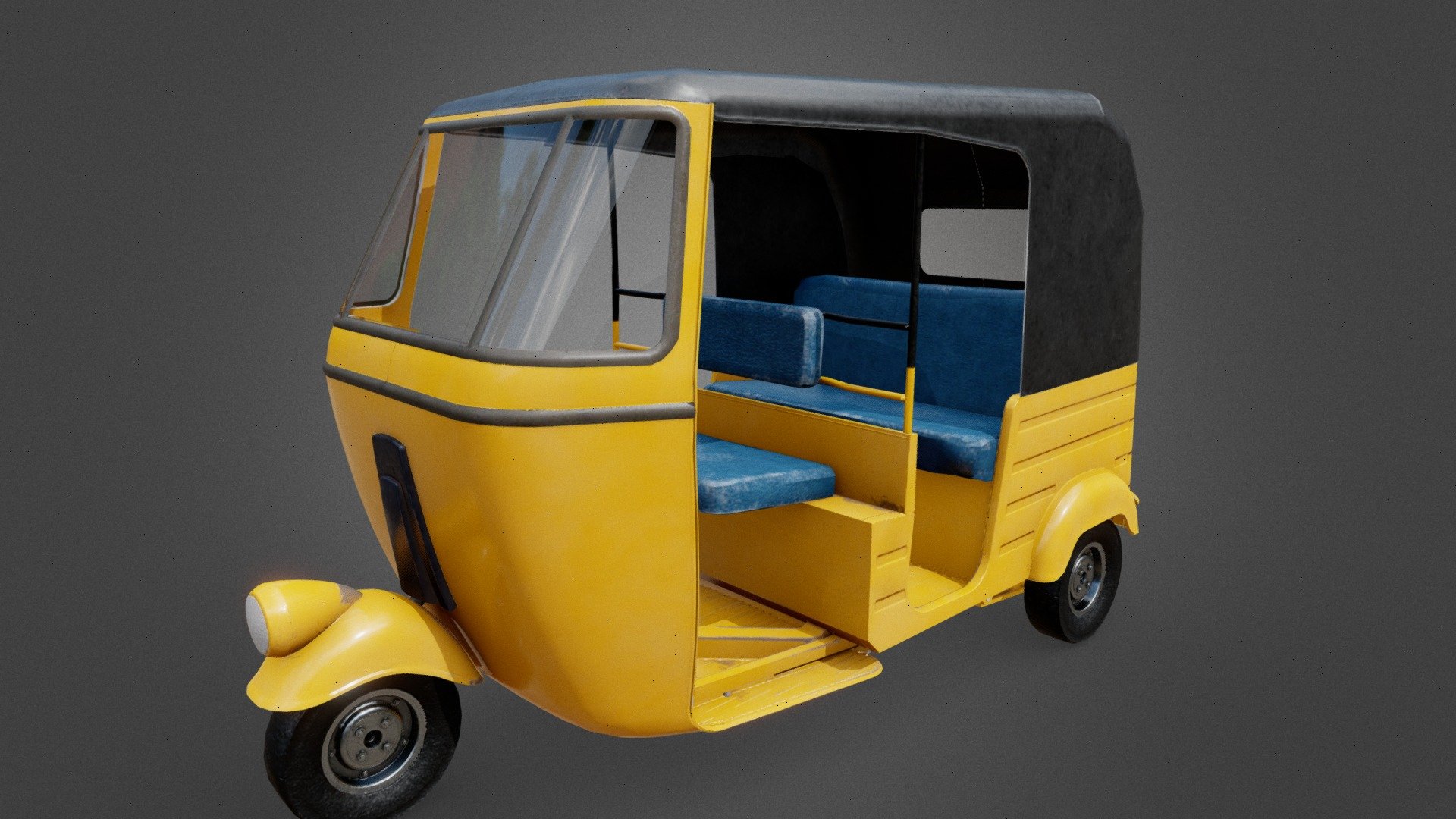 Check out this 3D model of a Chennai AutoRikshaw, also known as a tuk-tuk or a three-wheeler. This is a common mode of transportation in India, especially in the city of Chennai. I hand modeled this autorikshaw in Blender, using reference photos and videos. I also created a photorealistic 2K texture for it. I hope you like it and feel free to leave a comment or a like 3d model