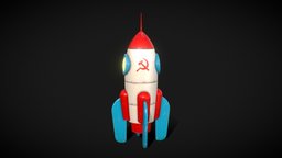 Retro Rocket Spaceship from USSR toy, vintage, retro, spacecraft, interstellar, grunge, rocket, metall, worn-out, simple3dmodel, rocketship, roughness-metallic, ussr-military, lowpoly, gameasset, textured, space, spaceship