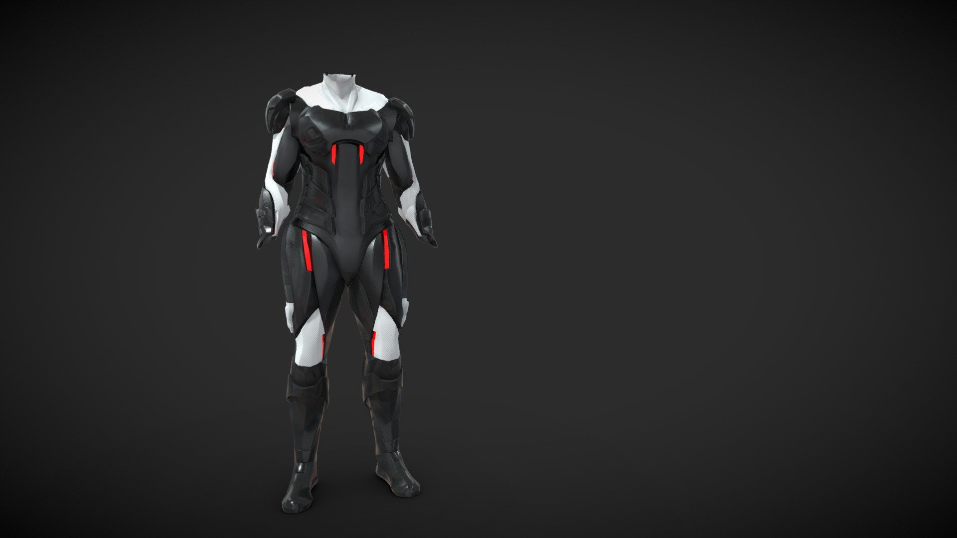 Cyborg carbon body armor.

This is a Low Poly PBR model.

Polycount:

Tris: 56994
Verts: 32574

The model comes in an A-Pose ready to be rigged, and at the pose seen on this post.
Texture sets are .png at 2048 resolution. 
PBR Metallic/Roughness based:
Plate Armor Clothing 3d model
