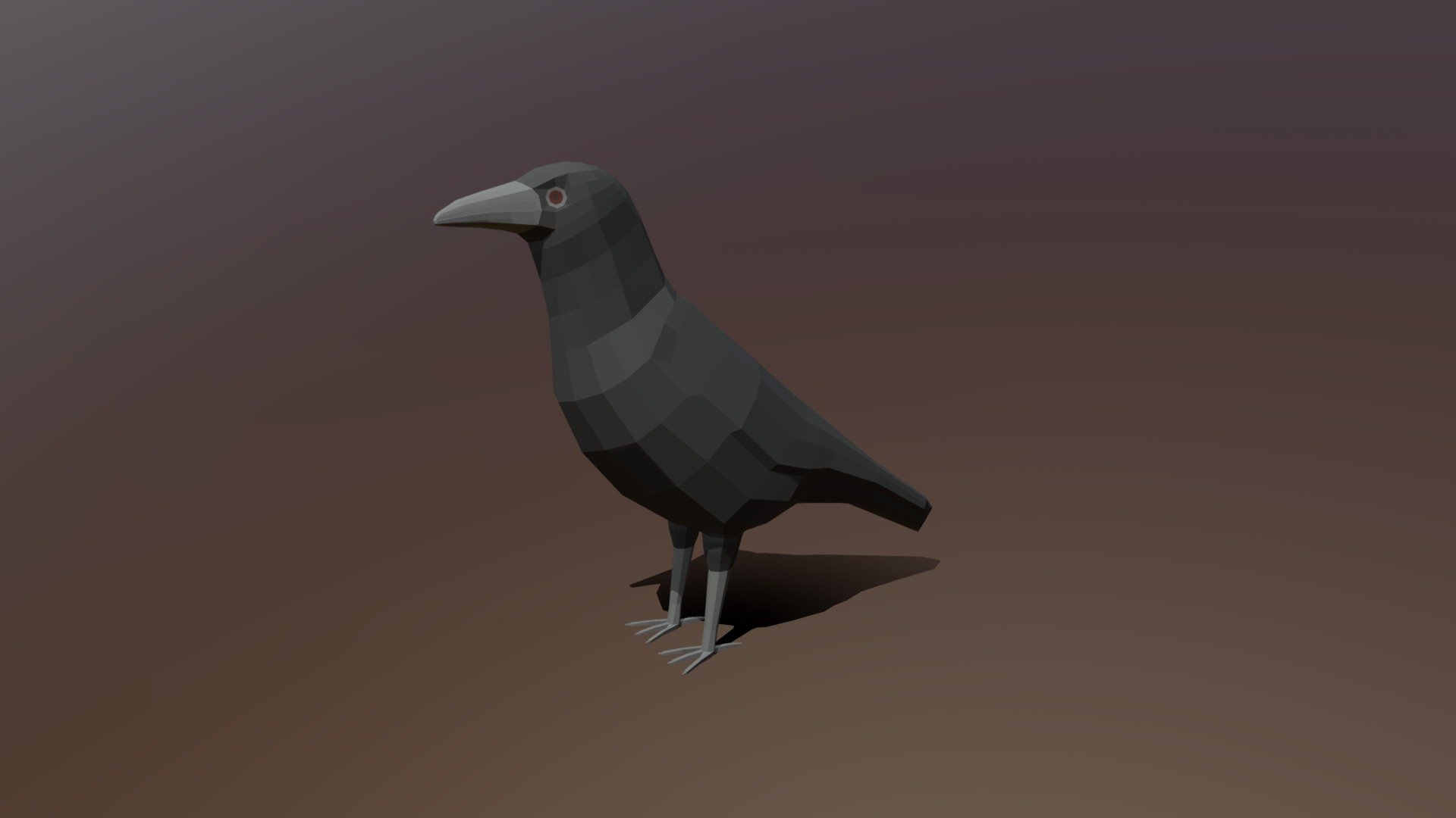 This is a low poly 3D model of a crow. The low poly crow was modeled and prepared for low-poly style renderings, background, general CG visualization presented as a mesh with quads only.

Verts : 766 Faces: 764

The 3D model have simple materials with diffuse colors.

No ring, maps and no UVW mapping is available.

The original file was created in blender. You will receive a 3DS, OBJ, FBX, blend, DAE, Stl.

All preview images were rendered with Blender Cycles. Product is ready to render out-of-the-box. Please note that the lights, cameras, and background is only included in the .blend file. The model is clean and alone in the other provided files, centred at origin and has real-world scale 3d model