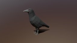 Low Poly Cartoon Crow topology, bird, raven, crow, realistic, low-poly, cartoon, lowpoly, gameart, gameasset, gameready