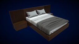Bed Frame and Headboard Low Poly