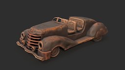 Fallout 1 Coupe abandoned, vintage, post-apocalyptic, wreck, rusty, junk, junkyard, coupe, interplay, nuked, substance, 3dsmax, vehicle, car, fallout