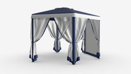 Hexagonal Garden Gazebo with Side Panels 01 tent, garden, small, side, panels, pavilion, party, protection, sun, gazebo, outdoor, leisure, canopy, sunshade, architecture, 3d, pbr, material