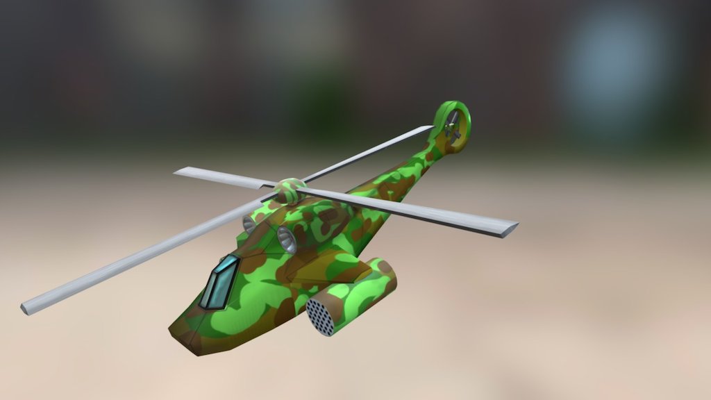 some old work, animated and cartoony style - Helecopter - 3D model by sekira 3d model