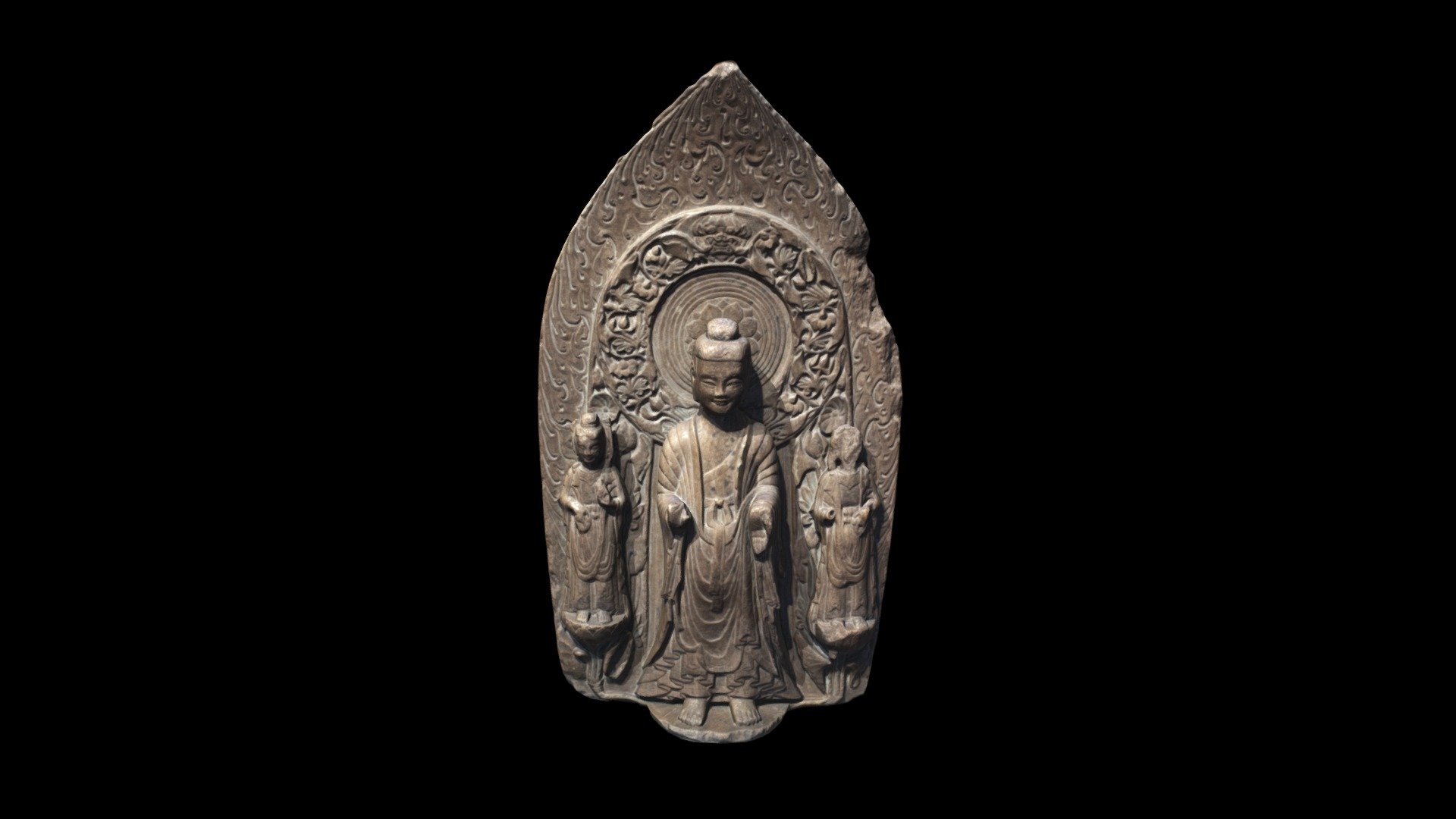 You can copy, modify, and distribute this work, even for commercial purposes, all without asking permission. Learn more about The Cleveland Museum of Art’s Open Access initiative: http://www.clevelandart.org/open-access-faqs

Stele with Sakyamuni and Bodhisattvas, 537. China, Hebei province, Eastern Wei dynasty (534-550). Limestone; overall: 77.5 x 44.4 cm (30 1/2 x 17 1/2 in.). The Cleveland Museum of Art, Gift of the John Huntington Art and Polytechnic Trust 1914.567

Learn more on The Cleveland Museum of Art’s Collection Online: https://www.clevelandart.org/art/1914.567 

Model created by Dale Utt: https://sketchfab.com/turbulentorbit - 1914.567 Stele with Sakyamuni and Bodhisattvas - Download Free 3D model by Cleveland Museum of Art (@clevelandart) 3d model