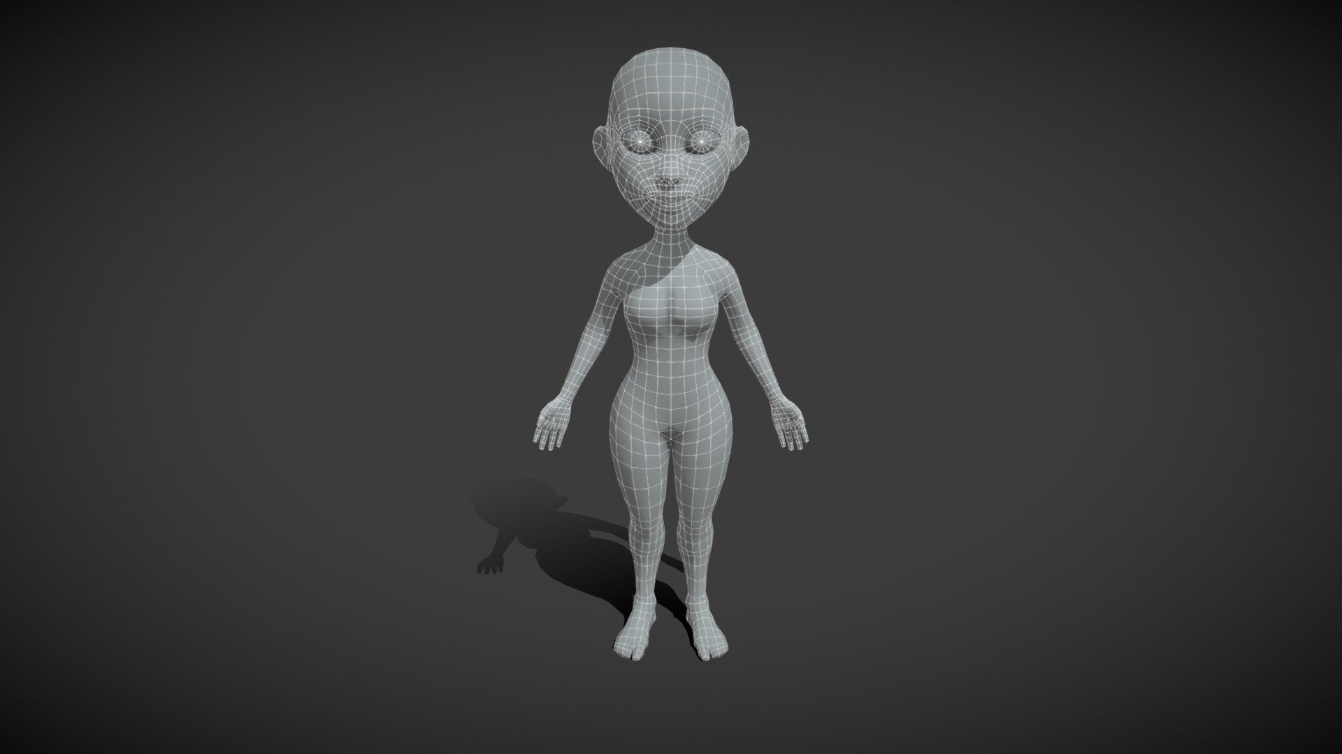 Female Body Cartoon Base Mesh 3D Model  is completely ready to be used as a starting point to develop your characters.

Good topology ready for animation.

Technical details:




File formats included in the package are: FBX, OBJ, GLB, ABC, DAE, PLY, STL, BLEND, gLTF (generated), USDZ (generated)

Polygons: 2892

Vertices: 2726

Blender scene included.
 - Female Body Cartoon Base Mesh 3D Model - Buy Royalty Free 3D model by 3DDisco 3d model