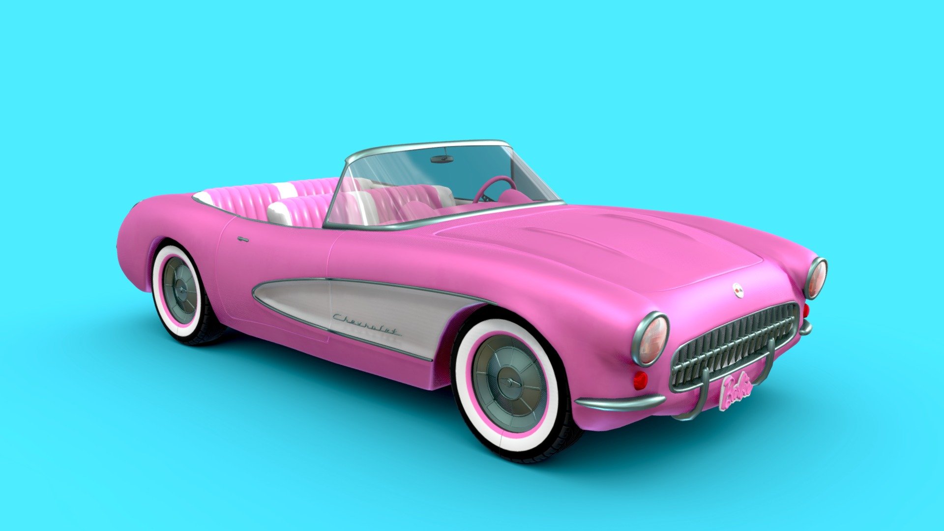 3D replica of the iconic Chevrolet Corvette 1956, as seen in the hit movie &ldquo;Barbie