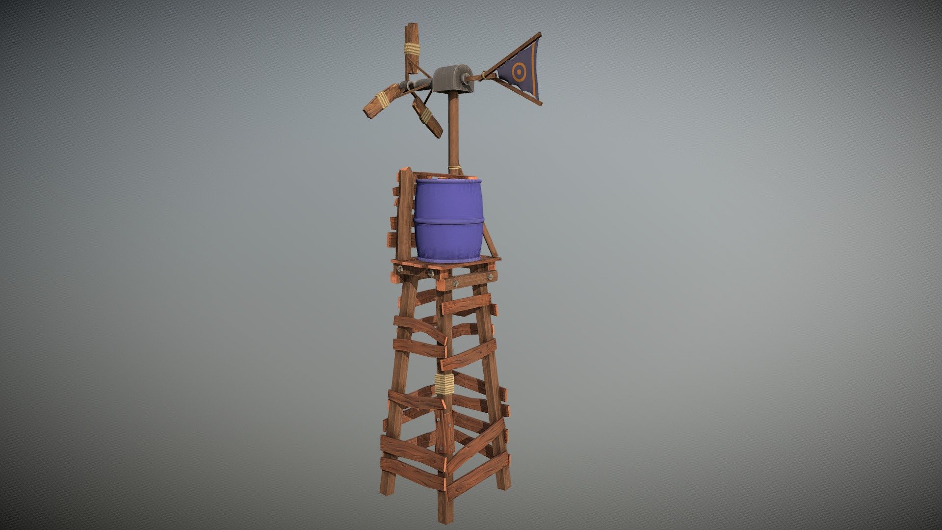 a hand painted lowpoly windmill usable for video games - Handpainted Windmill Tower - Download Free 3D model by Théo Lerbeil (@supertheo) 3d model