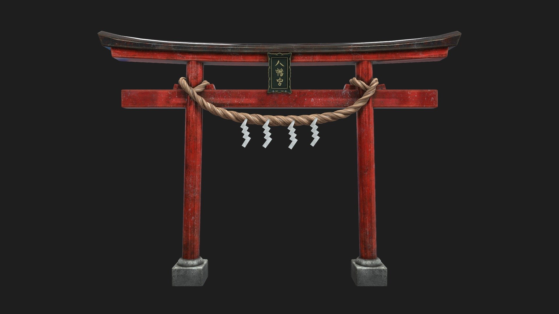 A gate without shutters in a Shinto shrine 3d model