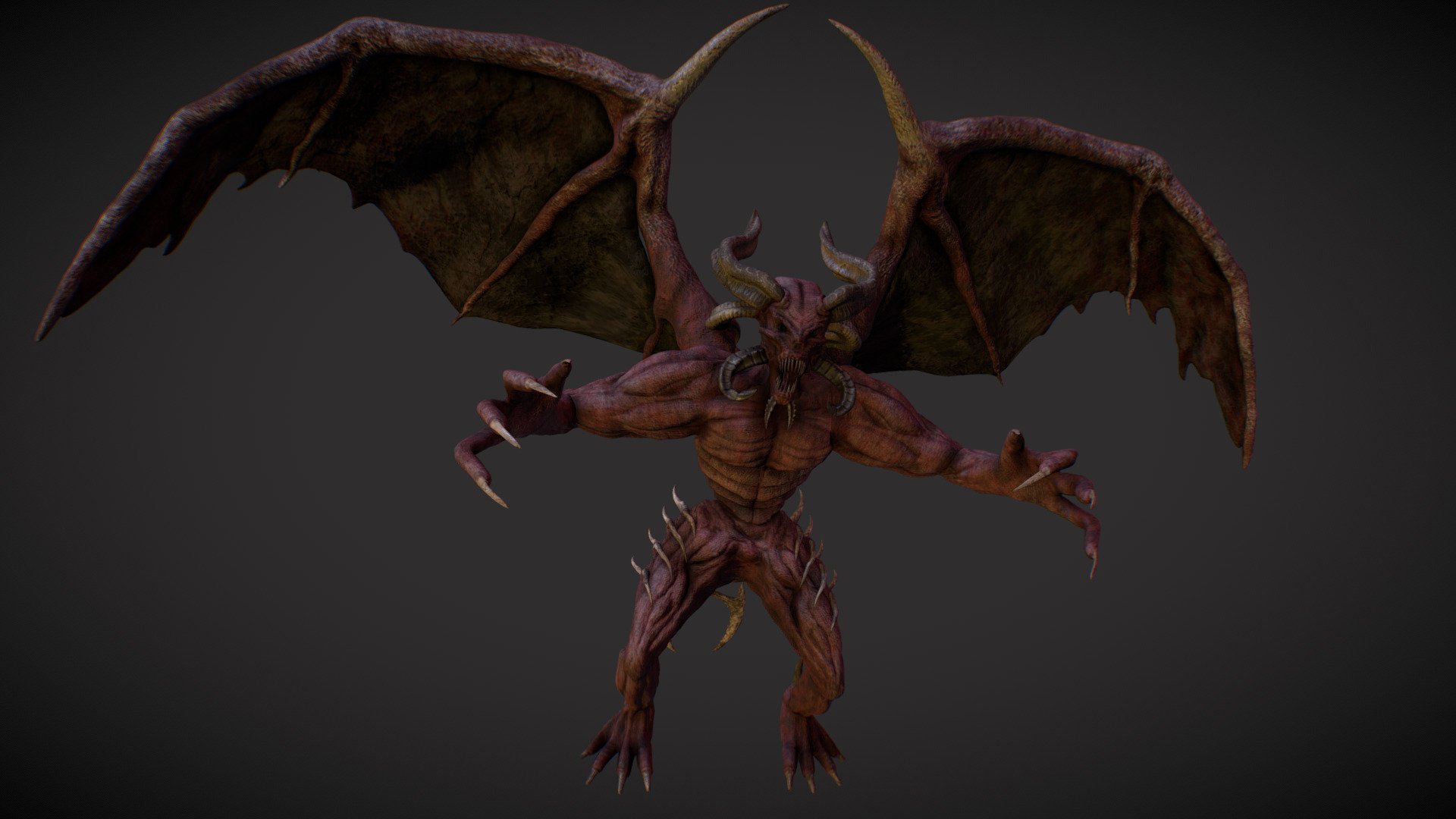 Animated winged demonic creature 3d model